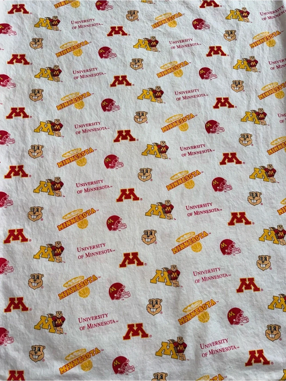 University of Minnesota Golden Gophers Pillowcase Goldy Gopher Print